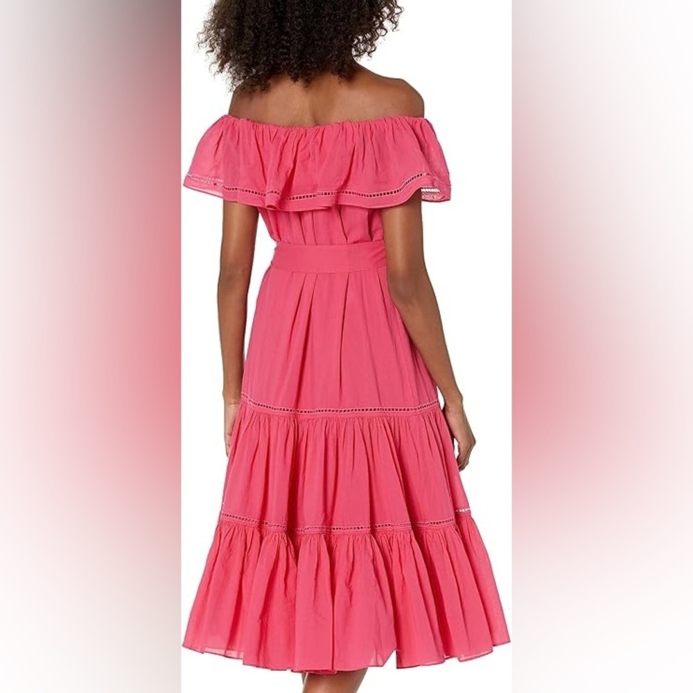 Trina Turk Salima Women's Off The Shoulder Cotton Dress, Rosewater Size Large - Picture 2 of 6